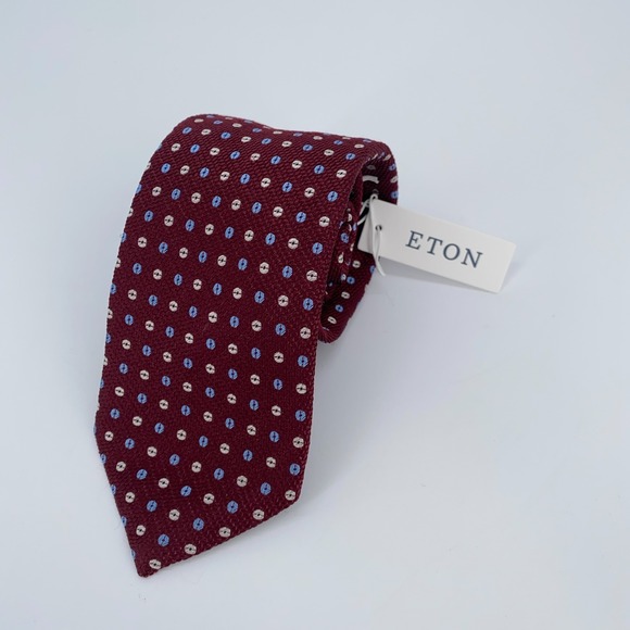 Eton Tie Men One Size Multi Patterned Silk Classic Luxury Necktie Italy Made NWT